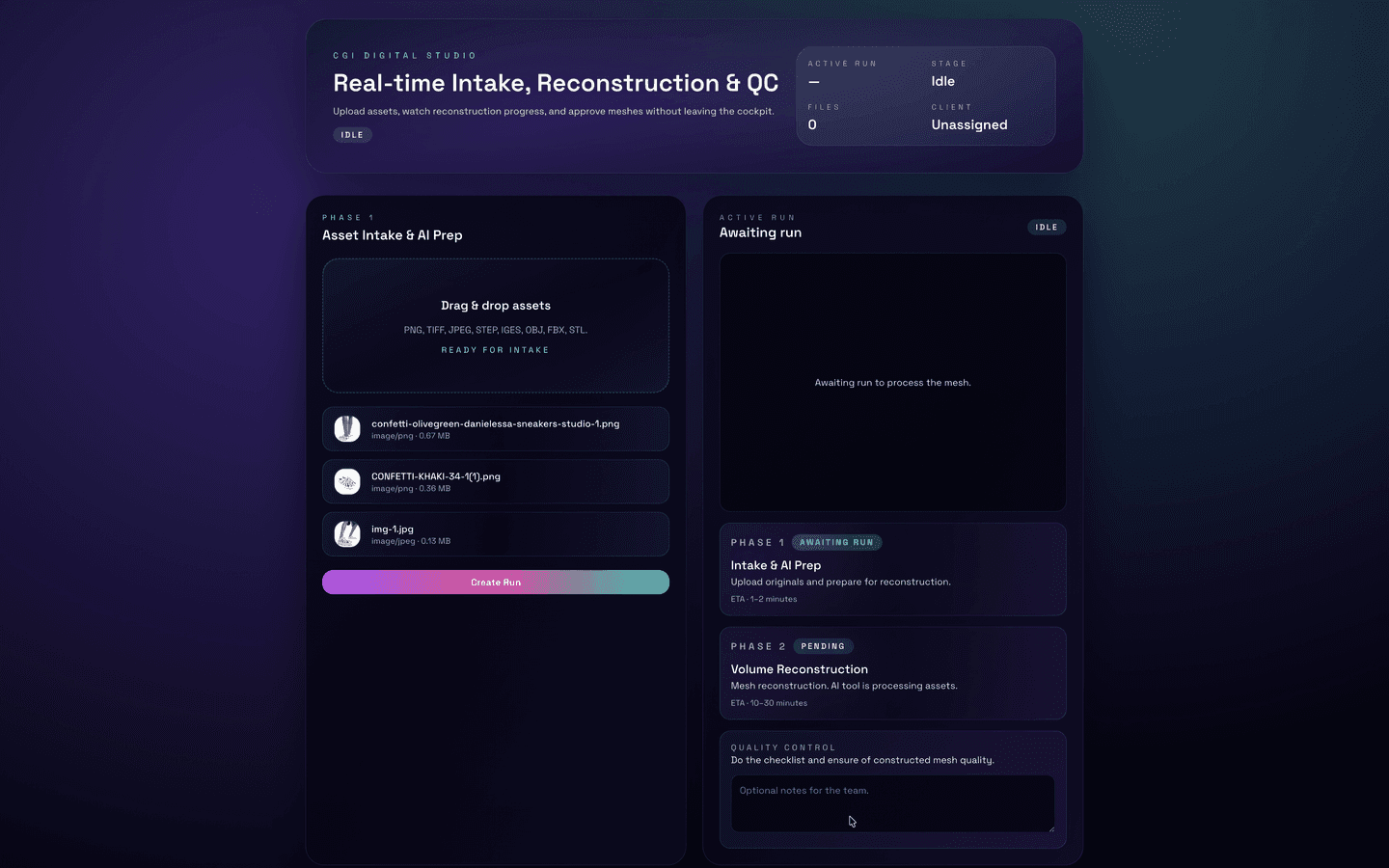 AI-powered 3D ad content pipeline for a creative agency - Uploaded Assets