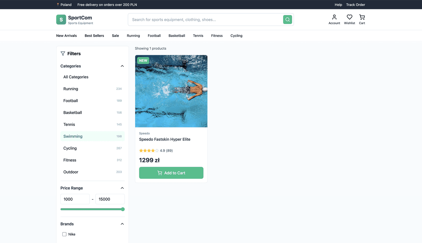 High-conversion eCommerce platform for a Polish sports retailer - ProductList