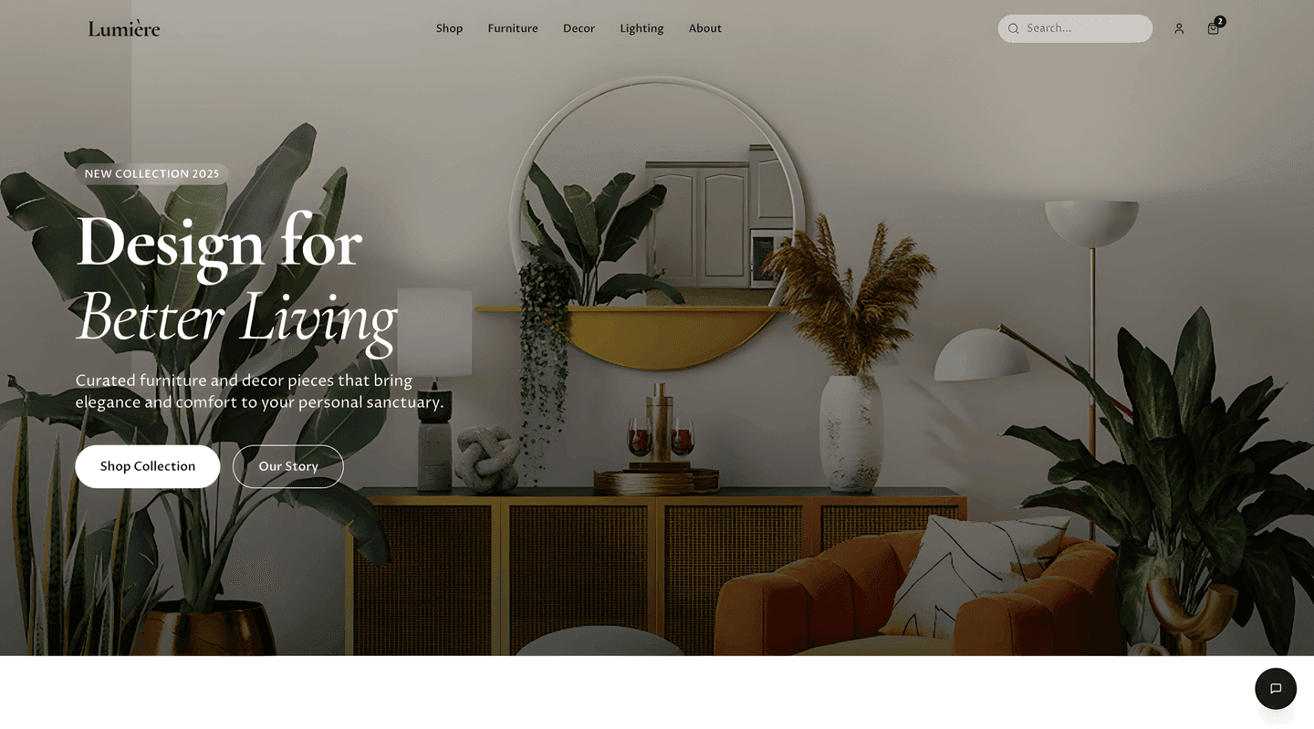 High-performance D2C eCommerce platform for Lumière - homepage