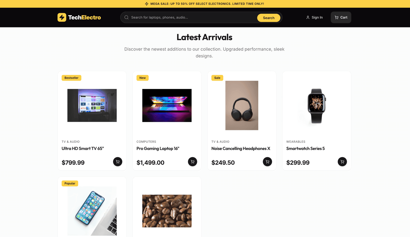 High-performance eCommerce platform for a consumer electronics retailer - product list
