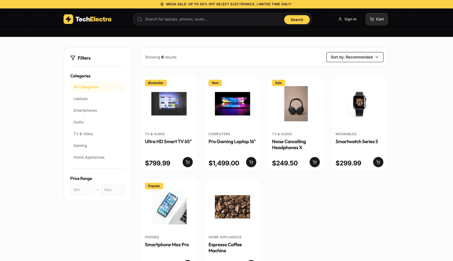 High-performance eCommerce platform for a consumer electronics retailer - products search