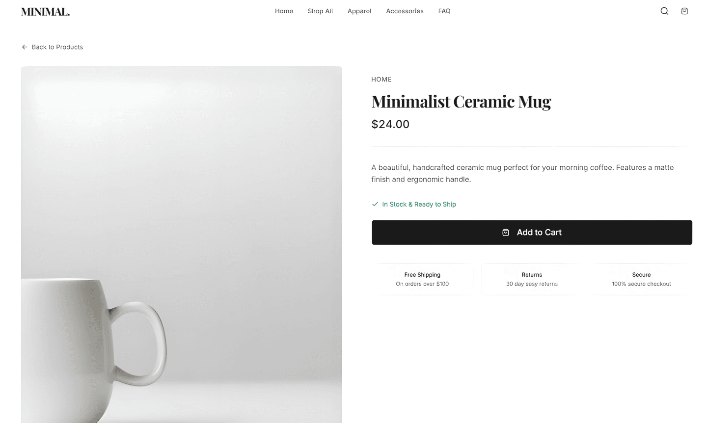 High-performance premium eCommerce platform for Minimal - product item