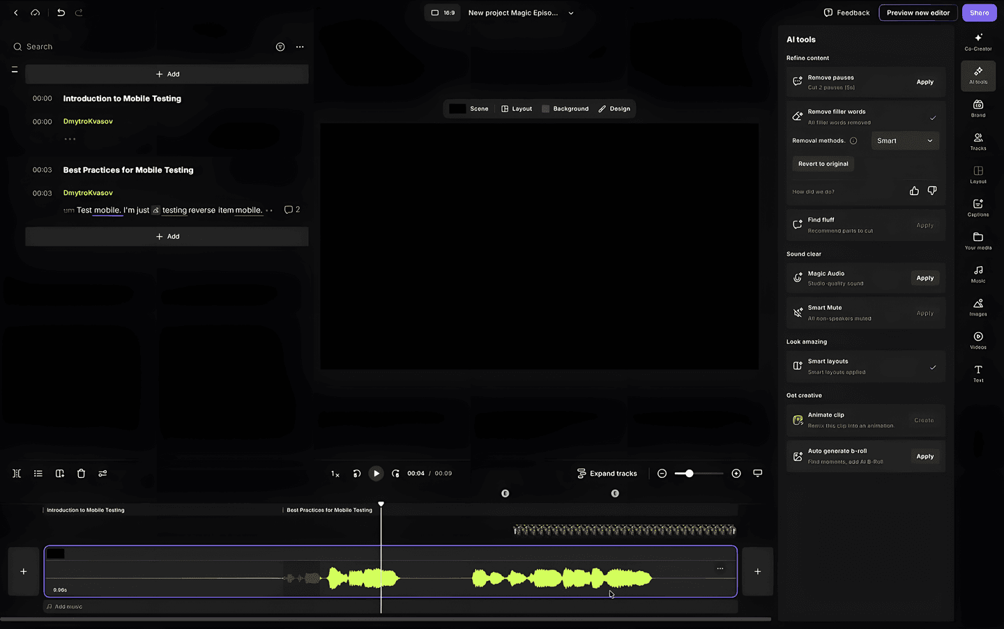 Digital creator platform interface